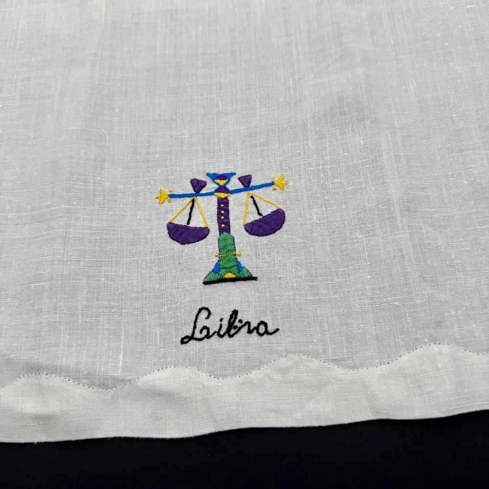Vintage Hand Embroidered Libra Madeira Fingertip Towel